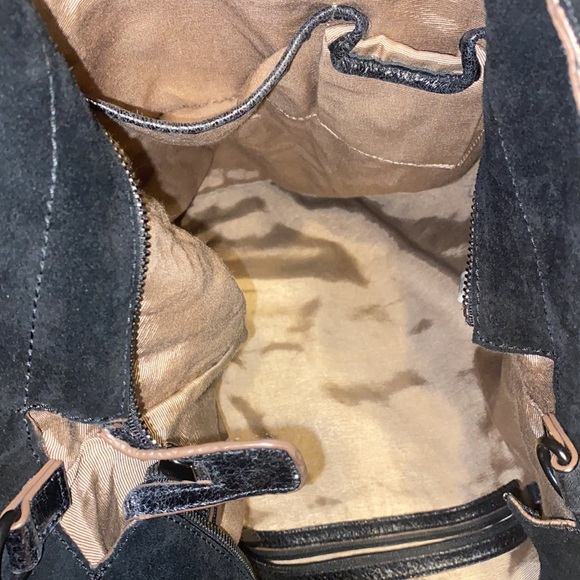 BCBG MaxAzria Shoulder Bag Black Suede/Leather - Picture 6 of 10